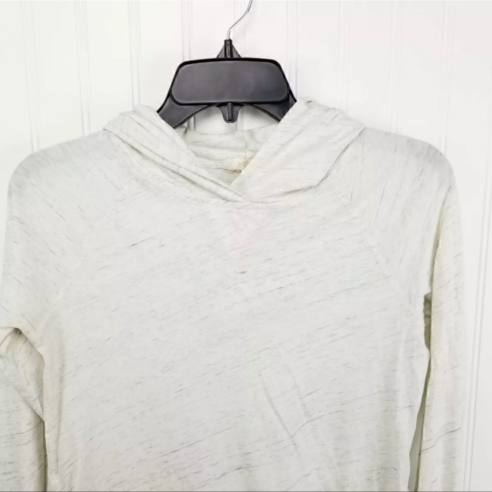 J Crew Womens Size XS White Heathered Long Sleeve Hooded Lightweight Sweater - Picture 2 of 5